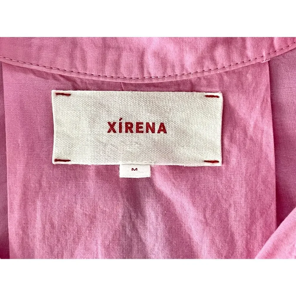 Xirena Sz M Elody Puff Sleeve Top Pink Cotton Cropped Feminine Coastal Ruffle - Picture 14 of 16